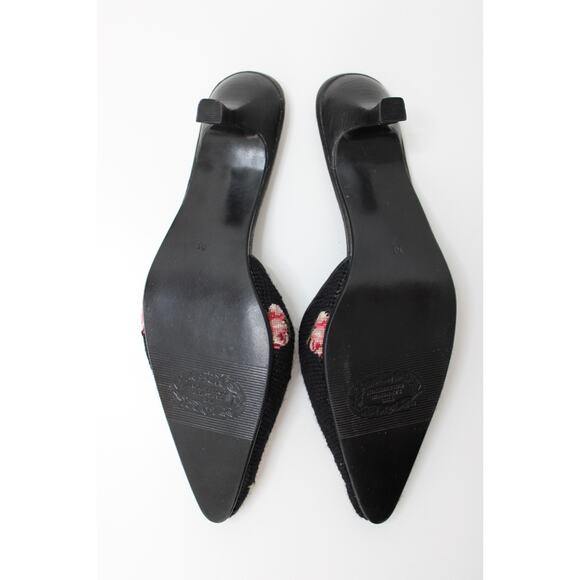 The Larkspur Collection Needle Point Leather Trim Heels Mules M - Picture 4 of 9